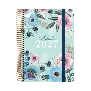 Finocam Cloe Agenda - Anual 2027 - 1 Dia por Pagina - Formato E10 - 155x212mm - Espiral - Tapa Dura de Carton Forrado - Esquinas Microperforadas - Pap