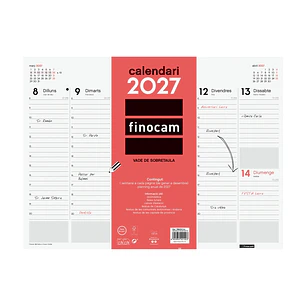 Finocam Neutro Vade Calendario en Catalan - Anual 2027 - Semana Vista Vertical - 420x310mm - Encolado - Papel de 90g/m2 - Espacio para Notas - Color R