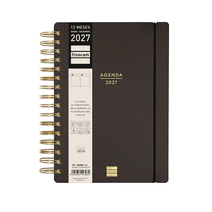 Finocam Haiku Agenda - Anual 2027 - 1 Dia por Pagina - Formato E10 - 155x212mm - Espiral Doble - Tapa Dura de Tacto Suave - Goma Elastica - Papel de 9