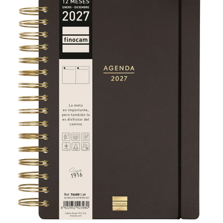 Finocam Haiku Agenda - Anual 2027 - 1 Dia por Pagina - Formato E10 - 155x212mm - Espiral Doble - Tapa Dura de Tacto Suave - Goma Elastica - Papel de 9 1