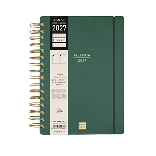 Finocam Haiku Agenda - Anual 2027 - 1 Dia por Pagina - Formato E10 - 155x212mm - Espiral Doble - Tapa Dura de Tacto Suave - Goma Elastica - Papel de 9