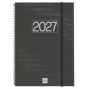 Finocam Espiral Basics Year Agenda - Anual 2027 - Semana Vista Horizontal - Formato E40 - 210x297mm - Espiral - Tapa de Polipropileno - Esquinas Micro