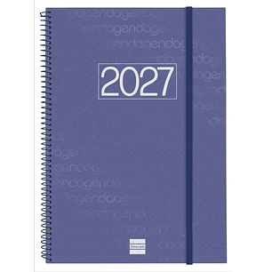 Finocam Espiral Basics Year Agenda - Anual 2027 - Semana Vista Horizontal - Formato E40 - 210x297mm - Espiral - Tapa de Polipropileno - Esquinas Micro