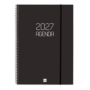 Finocam Espiral Basics Opaque Agenda Profesional - Anual 2027 - Semana Vista Vertical - Formato E40 - 210x297mm - Espiral - Tapa de Polipropileno - Es