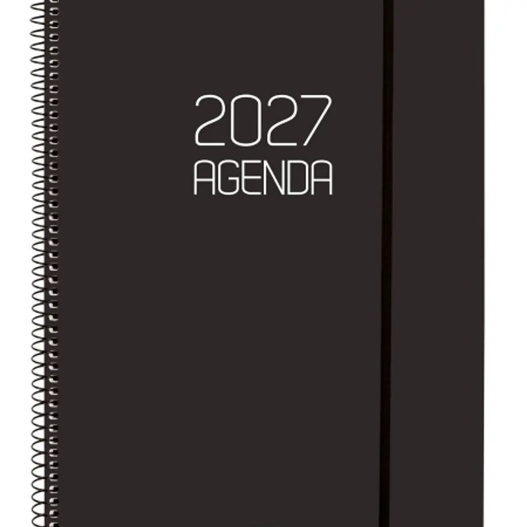 Finocam Espiral Basics Opaque Agenda Profesional - Anual 2027 - Semana Vista Vertical - Formato E40 - 210x297mm - Espiral - Tapa de Polipropileno - Es 1