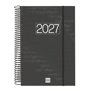 Finocam Espiral Basics Year Agenda - Anual 2027 - 1 Dia por Pagina - Formato E11 - 165x242mm - Espiral - Tapa de Polipropileno - Esquinas Microperfora