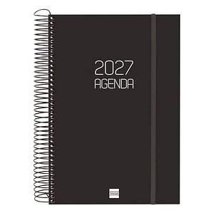 Finocam Espiral Basics Opaque Agenda - Anual 2027 - 1 Dia por Pagina - Formato E11 - 165x242mm - Espiral - Tapa de Polipropileno - Esquinas Microperfo