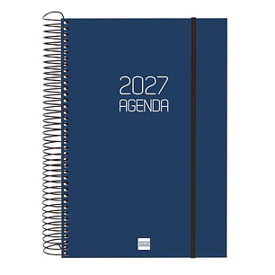 Finocam Espiral Basics Opaque Agenda - Anual 2027 - 1 Dia por Pagina - Formato E11 - 165x242mm - Espiral - Tapa de Polipropileno - Esquinas Microperfo