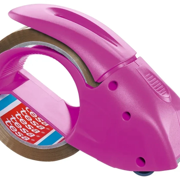 Tesa Pack'n'Go Pack de Precintadora + 1 Rollo de Precinto 66mm x 50 Metros - Color Rosa 1