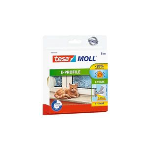 Tesa Moll Classic E-Perfil Burlete para Ventanas Perfil E 6m x 9mm x 4mm - Color Blanco