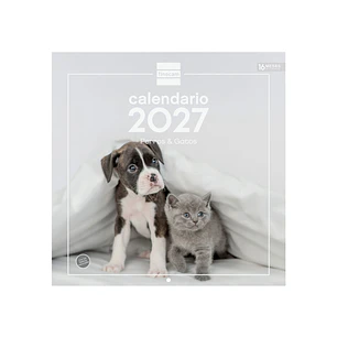 Finocam Perros y Gatos Calendario de Pared - 16 Meses 26/27 - Mes Vista - 300x300mm - Papel de 170g/m2 - Imagenes Tematicas Surtidas - Espacio para No