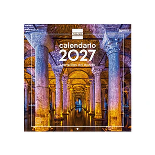 Finocam Maravillas del Mundo Calendario de Pared - 16 Meses 26/27 - Mes Vista - 300x300mm - Papel de 170g/m2 - Imagenes Tematicas Surtidas - Espacio p