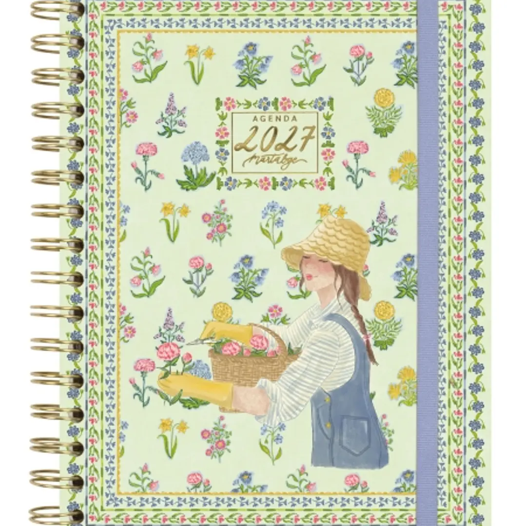 Finocam Martabge Agenda - Anual 2027 - Semana Vista Horizontal - Formato E10 - 155x212mm - Espiral Doble - Tapa Dura de Carton Forrado - Esquinas Micr 1