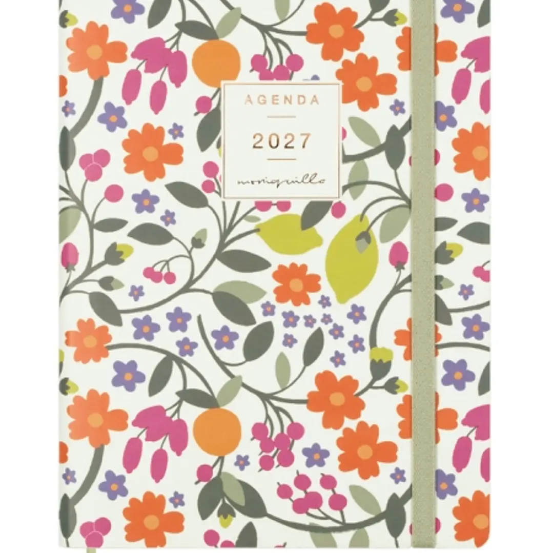 Finocam Moniquilla Agenda Profesional - Anual 2027 - Semana Vista Horizontal - Formato A5 - 148x210mm - Goma Elastica - Tapa Blanda de PU - Esquinas M 1
