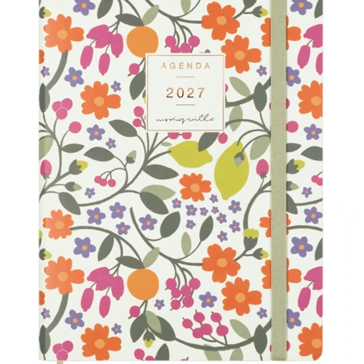 Finocam Moniquilla Agenda Profesional - Anual 2027 - Semana Vista Horizontal - Formato A5 - 148x210mm - Goma Elastica - Tapa Blanda de PU - Esquinas M 1