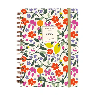 Finocam Moniquilla Agenda - Anual 2027 - Semana Vista Horizontal - Formato E10 - 155x212mm - Espiral Doble - Tapa Dura de Carton Forrado - Esquinas Mi