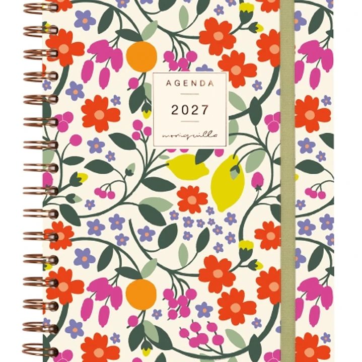 Finocam Moniquilla Agenda - Anual 2027 - Semana Vista Horizontal - Formato E10 - 155x212mm - Espiral Doble - Tapa Dura de Carton Forrado - Esquinas Mi 1