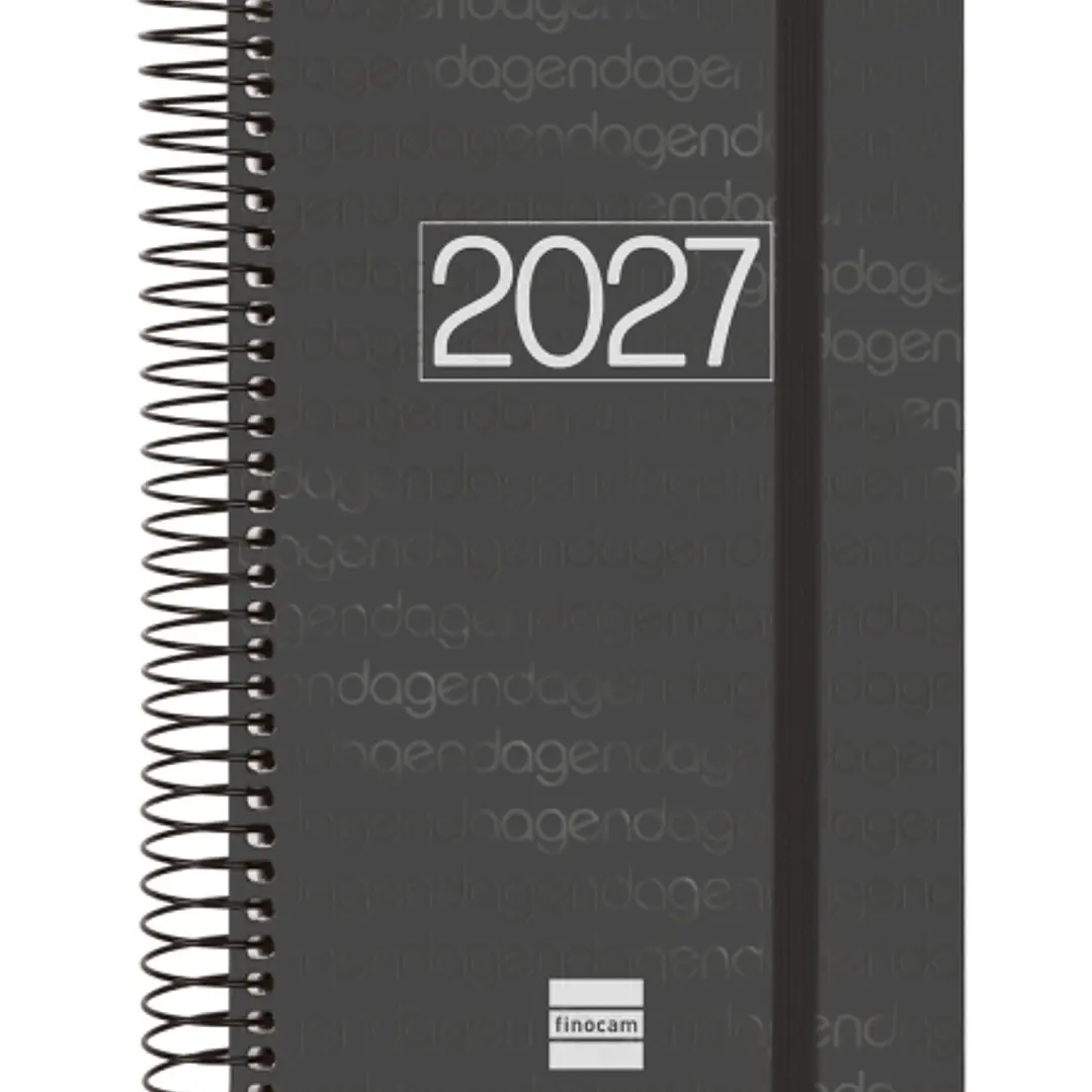 Finocam Espiral Basics Year Agenda - Anual 2027 - 1 Dia por Pagina - Formato E5 - 117x181mm - Espiral - Tapa de Polipropileno - Esquinas Microperforad 1
