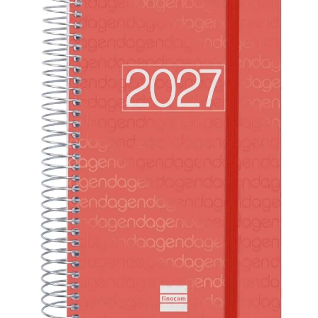 Finocam Espiral Basics Year Agenda - Anual 2027 - 1 Dia por Pagina - Formato E5 - 117x181mm - Espiral - Tapa de Polipropileno - Esquinas Microperforad 1