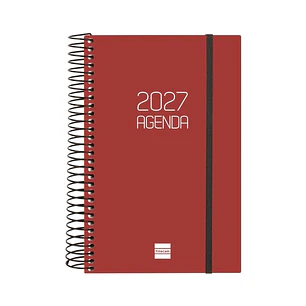 Finocam Espiral Basics Opaque Agenda - Anual 2027 - 1 Dia por Pagina - Formato E5 - 117x181mm - Espiral - Tapa de Polipropileno - Esquinas Microperfor