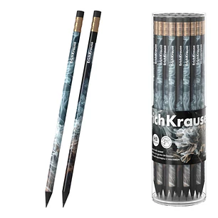 ErichKrause Fluid Lapiz de Grafito con Goma de Borrar - Mina HB - Cuerpo Redondo - Agarre Ergonomico - Colores Surtidos
