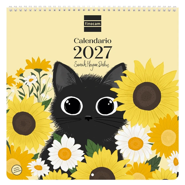 Finocam Sarah Meyer-Delius Calendario de Pared - Anual 2027 - Mes Vista - 300x300mm - Papel de 170g/m2 - Ilustraciones Surtidas - Espacio para Notas 1