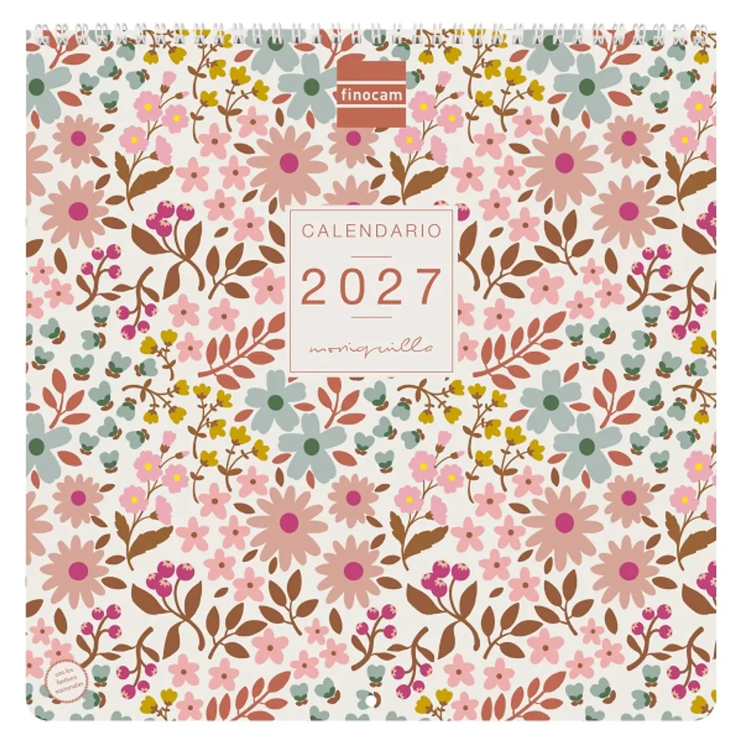 Finocam Moniquilla Calendario de Pared - Anual 2027 - Mes Vista - 300x300mm - Papel de 170g/m2 - Ilustraciones Surtidas - Espacio para Notas 1