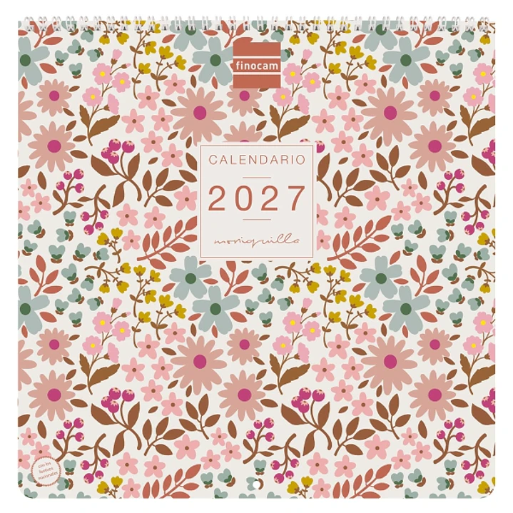 Finocam Moniquilla Calendario de Pared - Anual 2027 - Mes Vista - 300x300mm - Papel de 170g/m2 - Ilustraciones Surtidas - Espacio para Notas 1