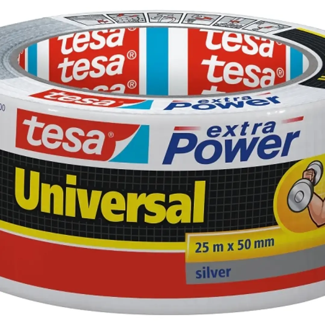 Tesa Extra Power Universal Cinta Adhesiva Americana Multiusos 50mm x 25 Metros - Fuerte Poder de Pegado - Se Rompe Facilmente con la Mano - Resistente 1