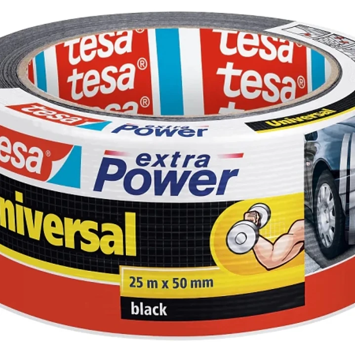 Tesa Extra Power Universal Cinta Adhesiva Americana Multiusos 50mm x 25 Metros - Fuerte Poder de Pegado - Se Rompe Facilmente con la Mano - Resistente 1