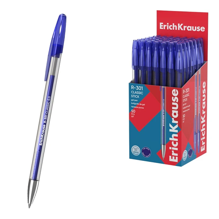 ErichKrause R-301 Gel Stick Classic Boligrafo con Capuchon - Punta de 0.5mm - Trazo 0.4mm - Tinta de Gel - Resistente al Agua - Secado Rapido - Color  1