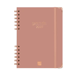 Finocam Espiral Trendy Alma Agenda - Anual 2027 - Semana Vista Horizontal - Formato E10 - 155x212mm - Espiral - Tapa Dura de Carton Forrado - Esquinas