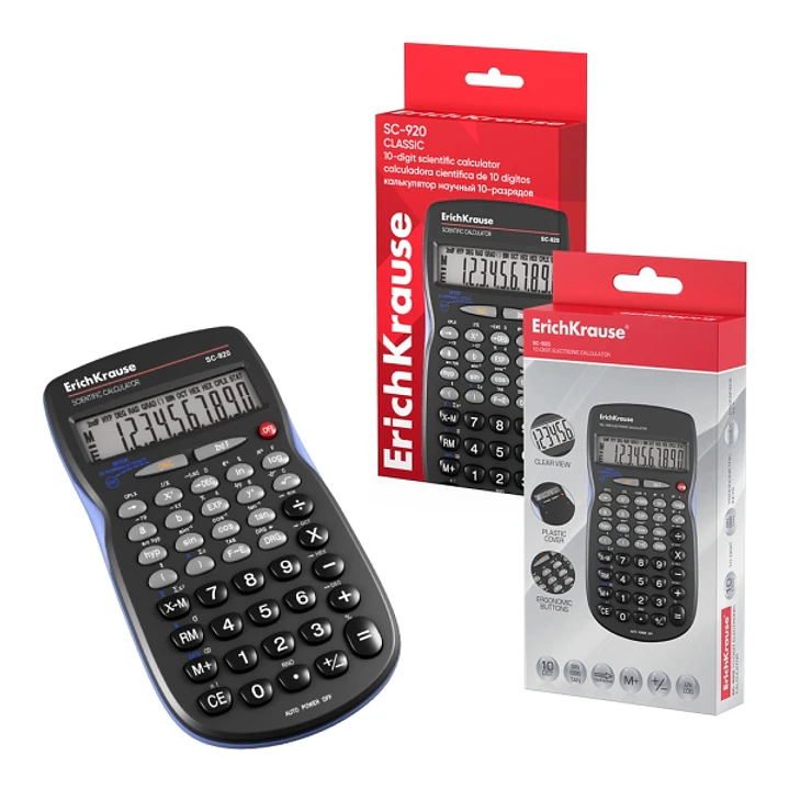 ErichKrause SC-920 Classic Calculadora Cientifica - Pantalla LCD de 10 Digitos - 56 Funciones - Apagado Automatico - Color Negro 1