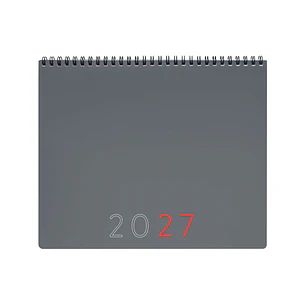 Finocam Planificador de Sobremesa Internacional - Anual 2027 - Mes Vista - 250x200mm - Espiral Doble - Tapa de Polipropileno - Esquinas Microperforada