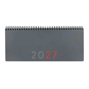 Finocam Planificador de Sobremesa Internacional - Anual 2027 - Semana Vista Vertical - 290x116mm - Espiral Doble - Tapa de Polipropileno - Esquinas Mi