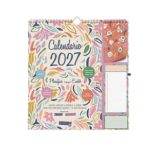 Finocam Talkual Calendario de Pared - Anual 2027 - Mes Vista - 300x340mm - Espiral Doble - Papel de 140g/m2 - Espacio para Escribir - Pegatinas Temati