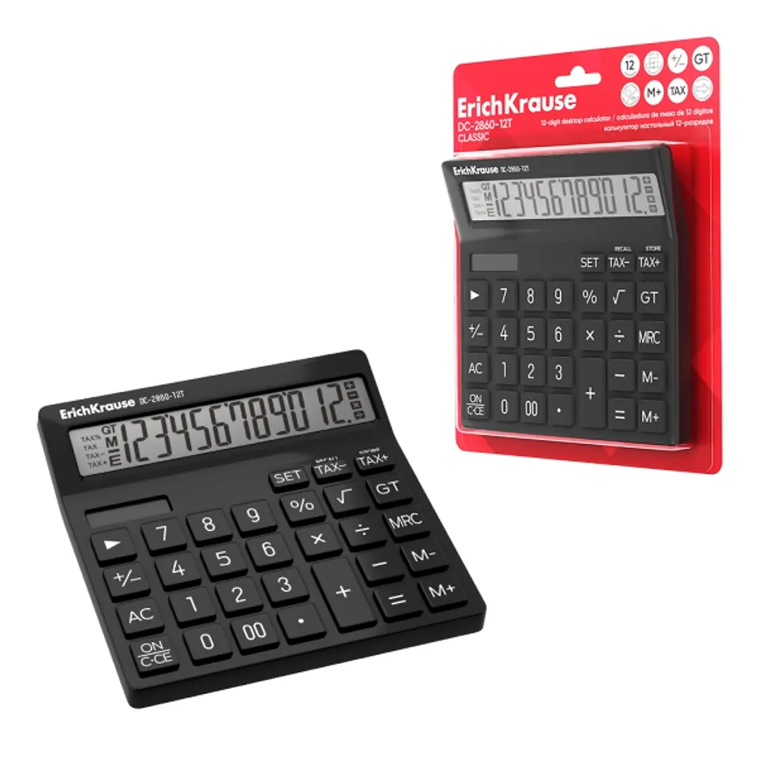 ErichKrause DC-2860-12T Classic Calculadora de Sobremesa - Pantalla LCD de 12 Digitos - Apagado Automatico - Alimentacion Solar - Presentado en Bliste 1