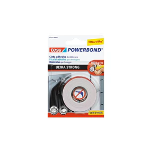 Tesa Ultra Strong Cinta Adhesiva de Doble Cara Ultra Fuerte 19mm x 1.5m - Color Blanco