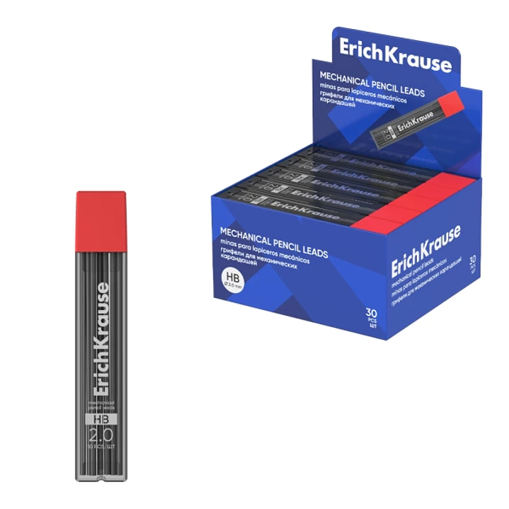 ErichKrause Expositor con 30 Packs de 10 Minas de Repuesto para Portaminas - 2.0mm en Grado HB - Colores Surtidos 1