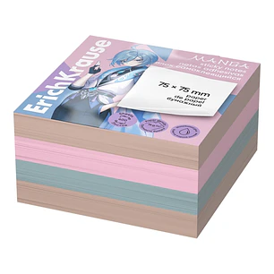 ErichKrause Manga Bloc de 400 Notas Adhesivas Reposicionables - Papel de 75g/m2 - 75x75mm - Pegamento a Base de Agua - Colores Surtidos