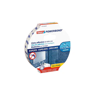 Tesa Powerbond Espejos Cinta Adhesiva de Doble Cara Especial para Espejos 19mm x 5m - Color Blanco