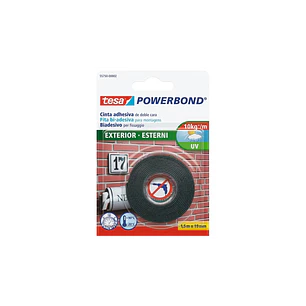 Tesa Powerbond Exteriores Cinta Adhesiva de Doble Cara para Exteriores 19mm x 1.5m - Transperente