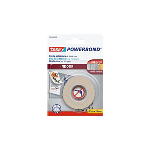 Tesa Powerbond Interiores Cinta Adhesiva de Doble Cara para Interiores 19mm x 1.5m - Color Blanco