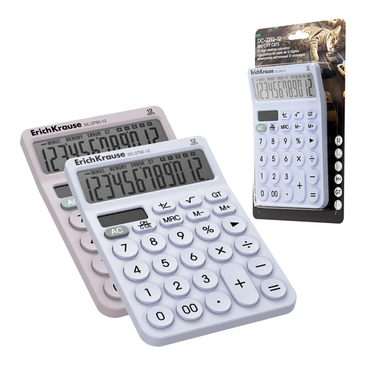 ErichKrause DC-2792-12 Big City Cats Calculadora de Sobremesa - Pantalla LCD de 12 Digitos - Apagado Automatico - Alimentacion Solar - Presentado en B 1