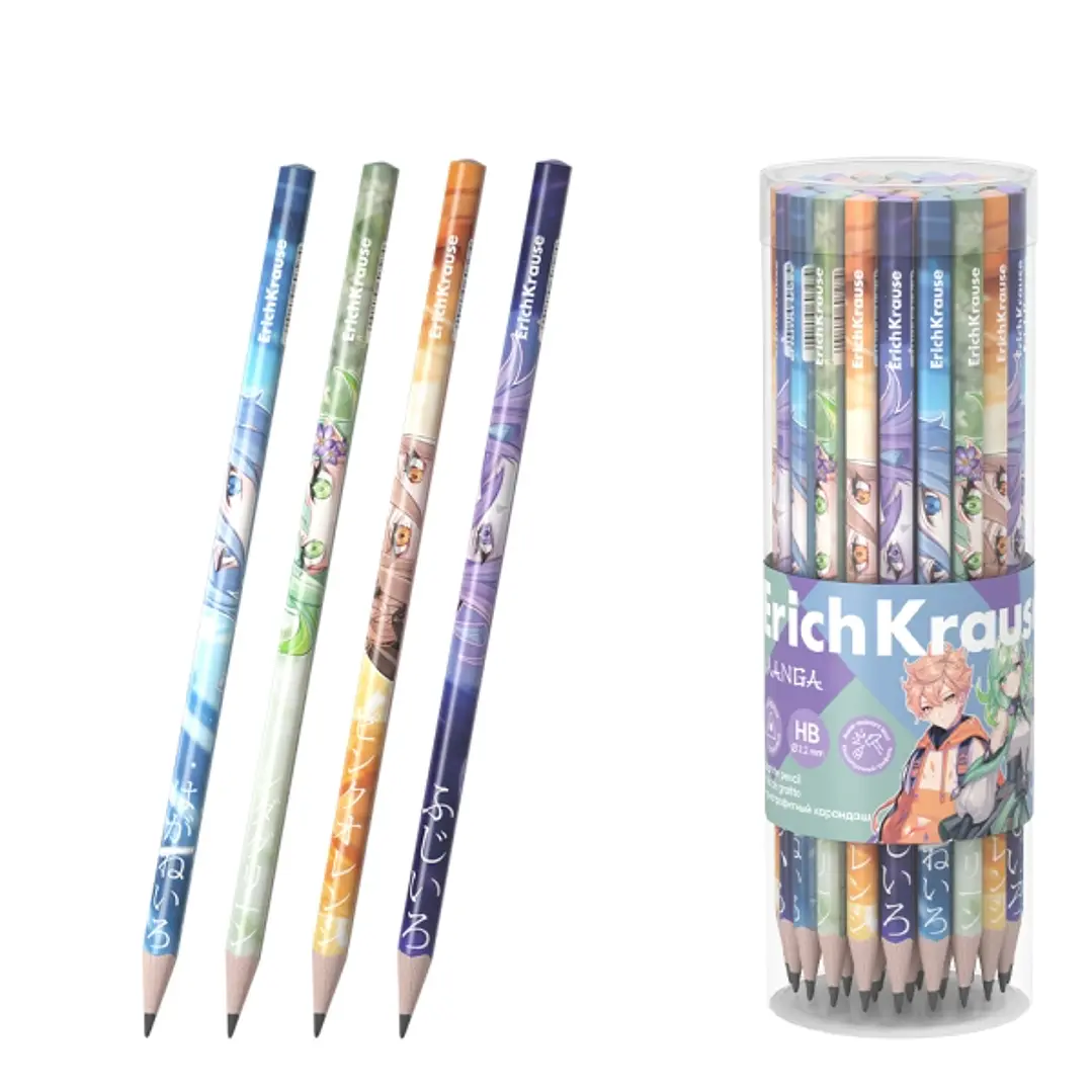 ErichKrause Manga Lapiz de Grafito - Mina HB - Cuerpo Triangular - Agarre Ergonomico - Colores Surtidos 1