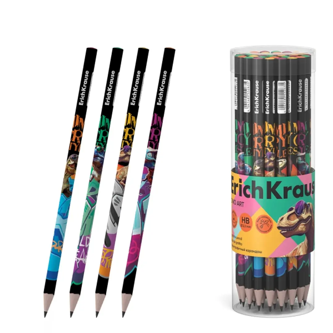 ErichKrause Dino Art Lapiz de Grafito - Mina HB - Cuerpo Triangular - Colores Surtidos 1