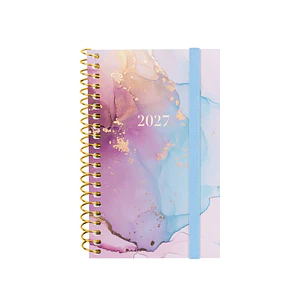 Finocam Trendy Design Collection Goldy Agenda - Anual 2027 - Semana Vista Horizontal - Formato E3 - 79x127mm - Espiral - Tapa de Polipropileno - Esqui
