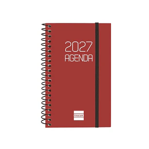 Finocam Espiral Basics Opaque Agenda - Anual 2027 - Semana Vista Horizontal - Formato E3 - 79x127mm - Espiral - Tapa de Polipropileno - Esquinas Micro