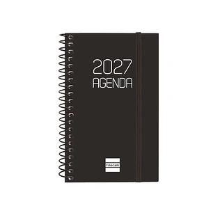 Finocam Espiral Basics Opaque Agenda - Anual 2027 - Semana Vista Horizontal - Formato E3 - 79x127mm - Espiral - Tapa de Polipropileno - Esquinas Micro