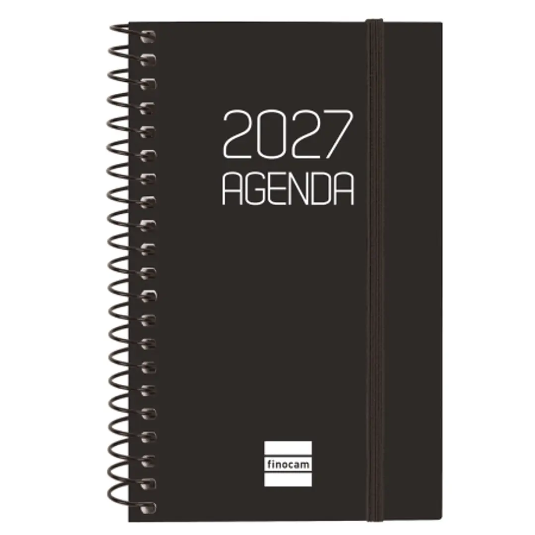 Finocam Espiral Basics Opaque Agenda - Anual 2027 - Semana Vista Horizontal - Formato E3 - 79x127mm - Espiral - Tapa de Polipropileno - Esquinas Micro 1